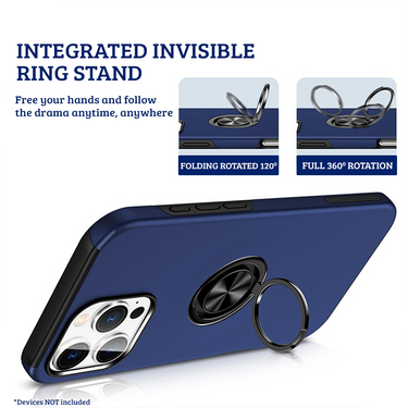 iPhone 16 Pro Max Comprehensive Protection Case Cover with Magnetic Ring Holder: Anti-Shock, Anti-Falling- Pink